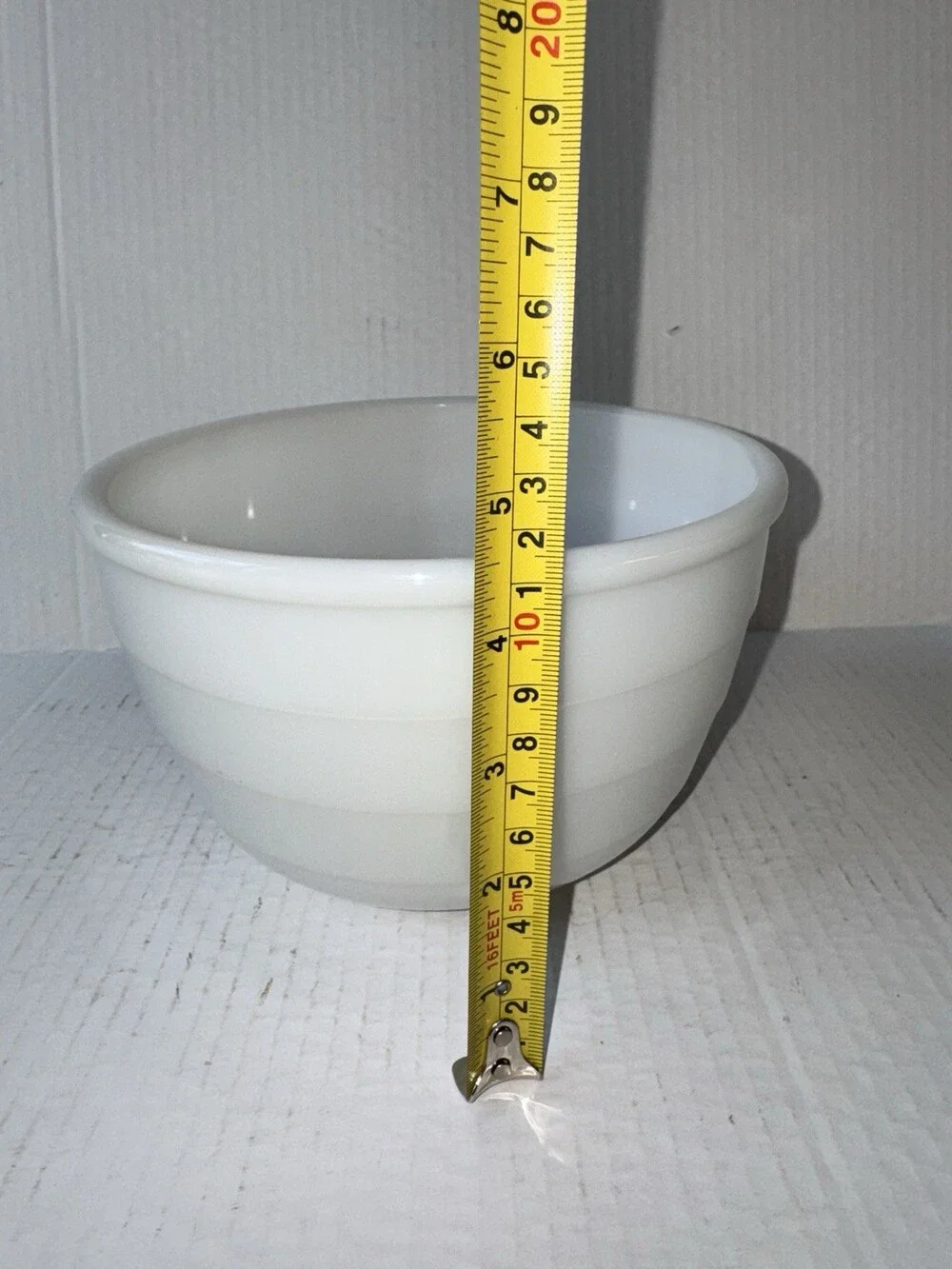 Vintage GE General Electric Milk Glass 7in Mixer Bowl White Beehive Style.
